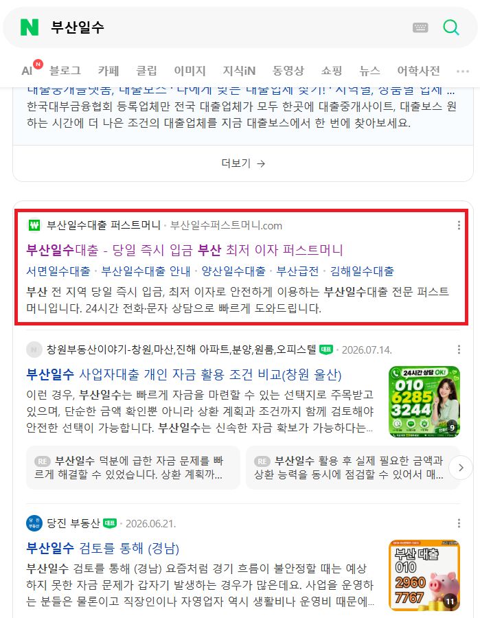 실제 검색 결과 운영 사례